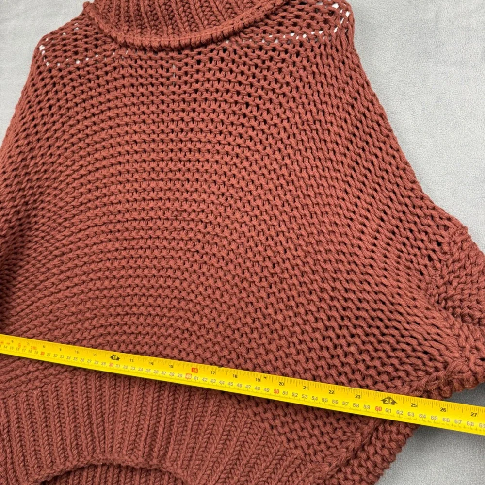 Free People Chocolate Merlot Chunky Knit Turtleneck Sweater Oversized Size L NWT